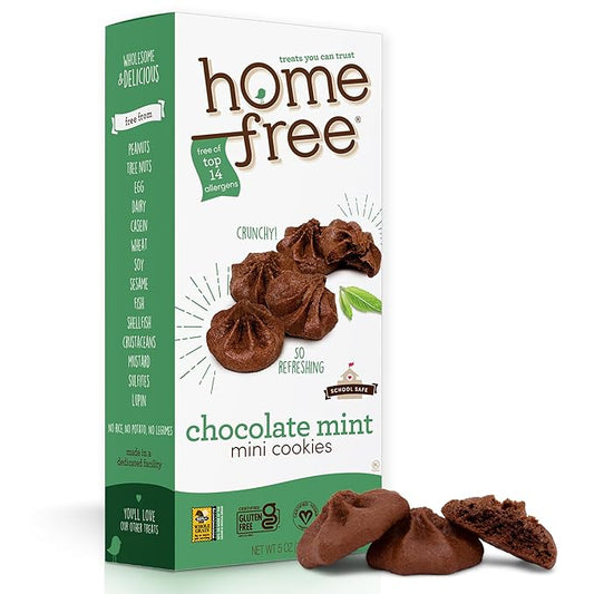 Homefree Chocolate Mint Mini Cookies, Gluten Free, Nut Free, Vegan, School Safe, and Allergy