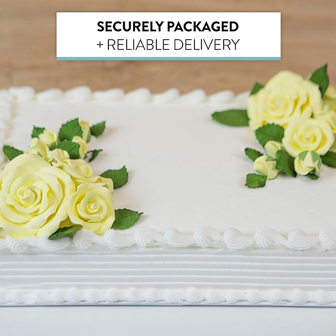 Global Sugar Art Exquisite Rose & Leaf Tray Sugar Cake Flowers, Yellow Unwired, 5 Count by Chef