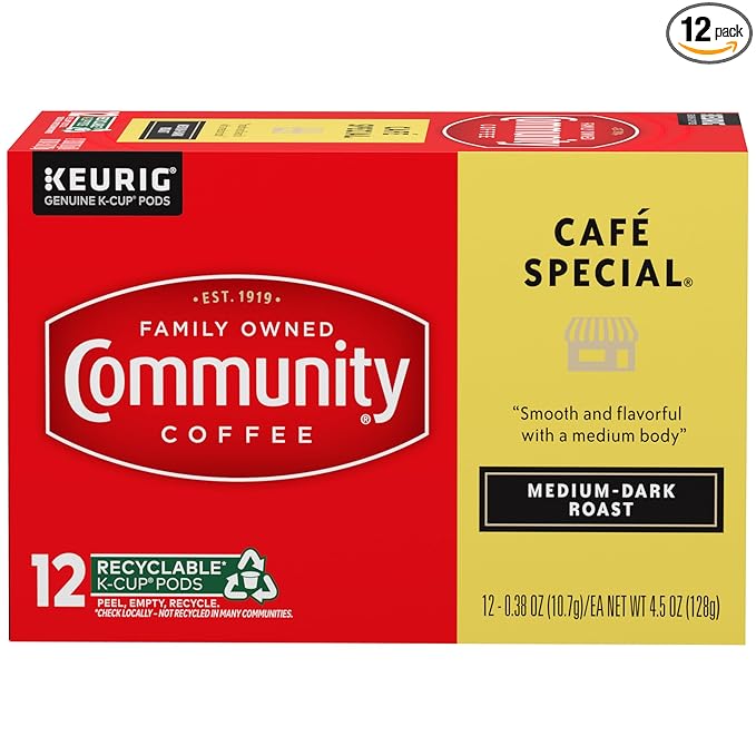Community Coffee Cafe Special, 12 Count Single Serve Coffee Pods, Medium Dark Roast, Compatible