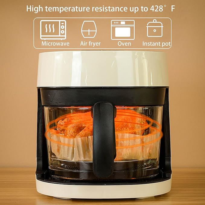 200Pcs Air Fryer Disposable Paper Liner, 8 Inch Round Non-Stick Air Fryer Liners Parchment Paper