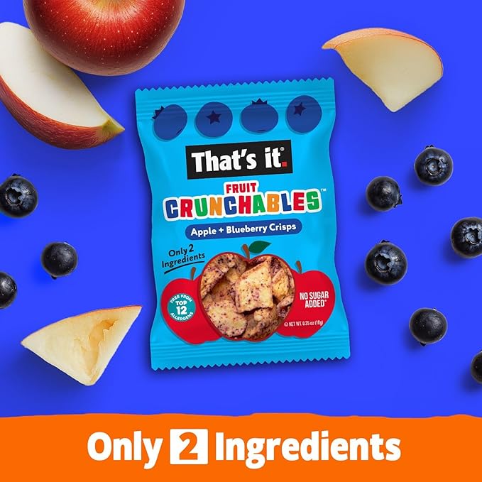That's it. Fruit Crunchables ??100% Apple + Blueberry Crisps, 15 Pack healthy snacks for kids