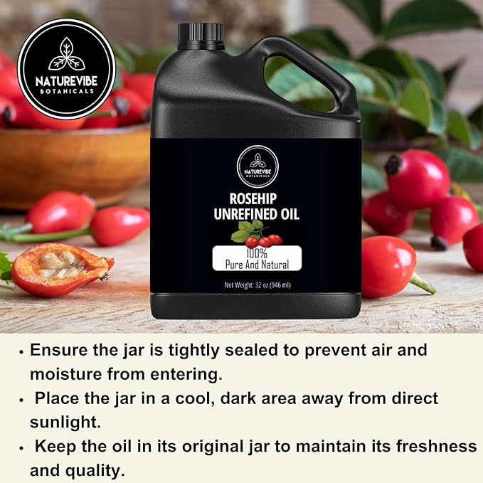 Naturevibe Botanicals Rosehip Oil 32 Ounces | 100% Pure and Natural | Great for Skin Care and Hair