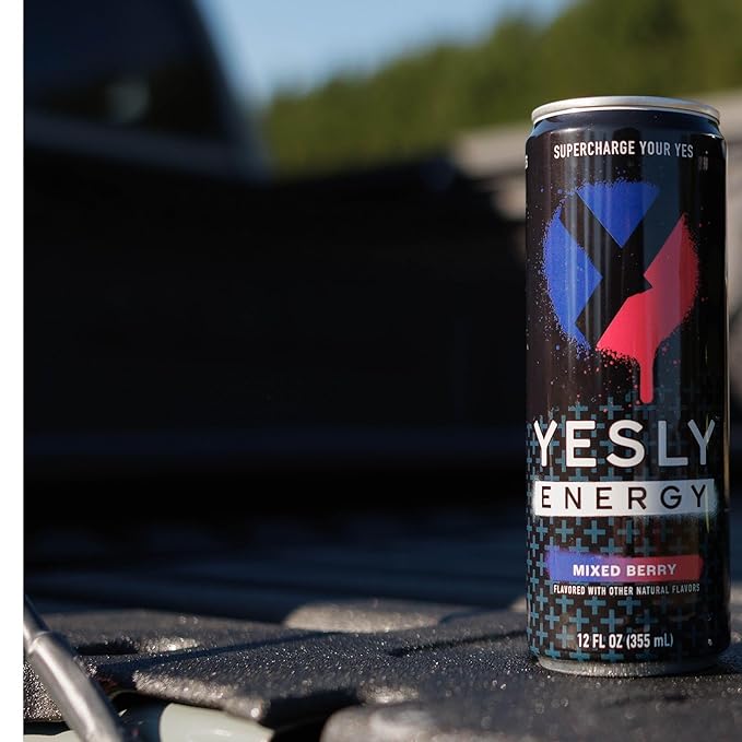 Yesly Energy Drink, Mixed Berry, Naturally Flavored Sparkling Energy Drink With Electrolytes