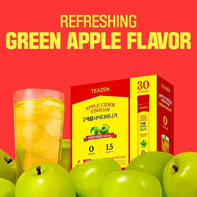 TEAZEN Apple Cider Vinegar Drink Powder Stick ??On-the-Go Wellness with 1500mg ACV, Sugar-Free