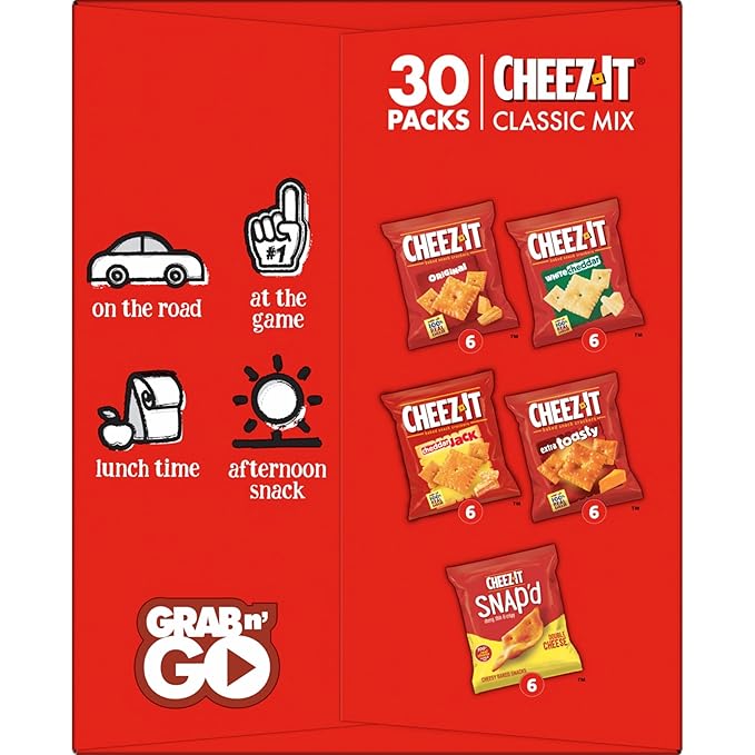Cheez-It Cheese Crackers, Baked Snack Crackers, Office and Kids Snacks, Variety Pack, 28.74oz Box