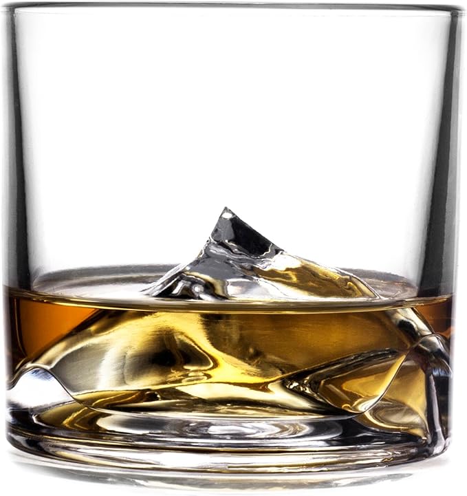 Mount Everest Heavy Crystal Whiskey Glasses Gift Set of 2, Thick Freezable Bourbon Glass 1lb Each