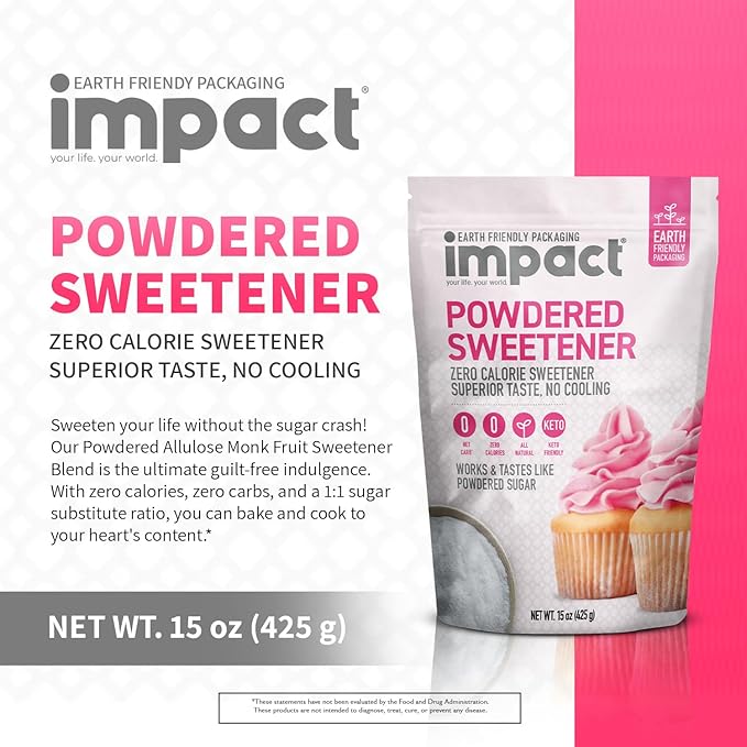Impact Powdered Sweetener - Allulose, White Monk Fruit Blend ??Zero Calorie and Carb