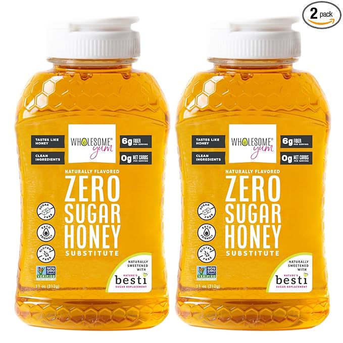 Wholesome Yum Zero Sugar Honey Substitute (2 Pack) - Natural Sugar Free Honey Alternative With Monk