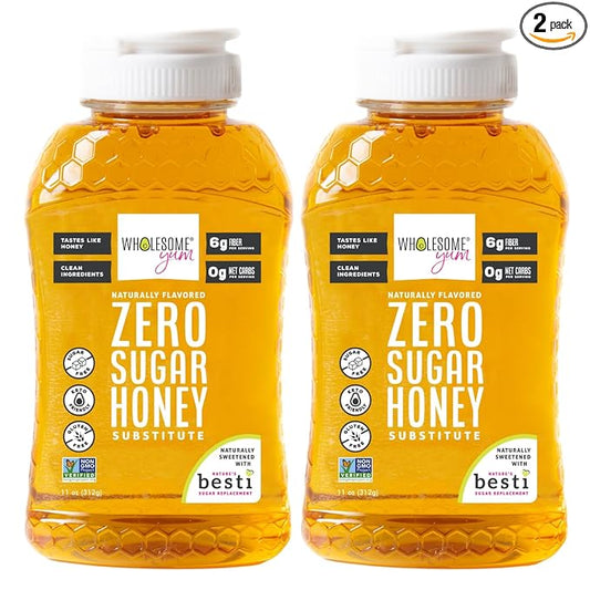 Wholesome Yum Zero Sugar Honey Substitute (2 Pack) - Natural Sugar Free Honey Alternative With Monk