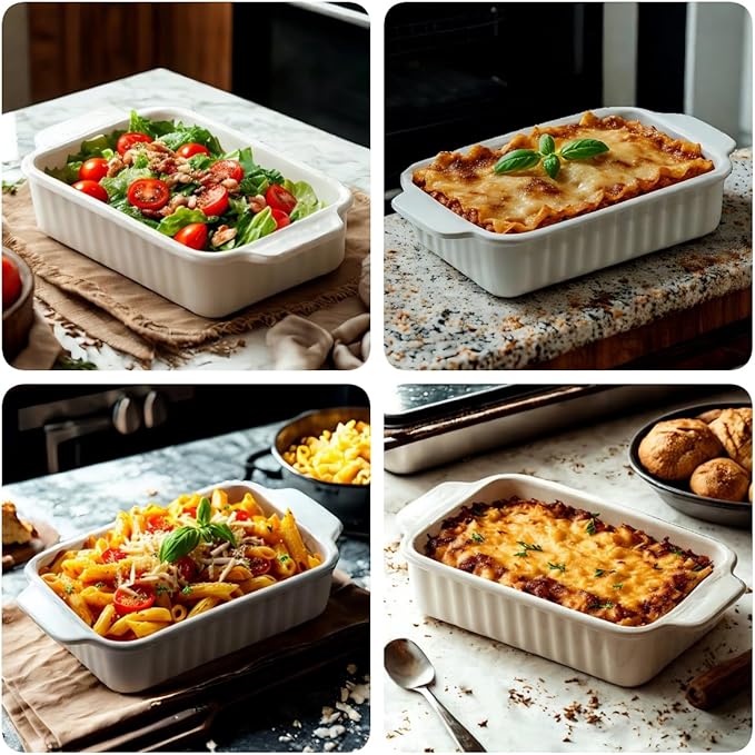 Small Baking Dish, 9x5 inch Casserole Dishes for Oven, 30 Oz Ceramic Baking Pans with Double