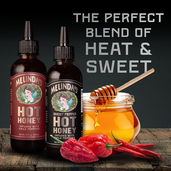 Melinda’s Hot Honey Collection - 10 oz, 2 Pack - Spicy Honey Sauce Variety Pack w/ Classic Hot