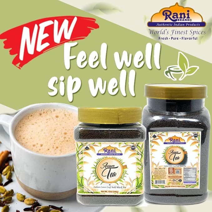 Rani Assam Tea (Indian Loose Leaf Bold Black Tea) 12oz (340g) PET Jar ~ All Natural | Vegan |