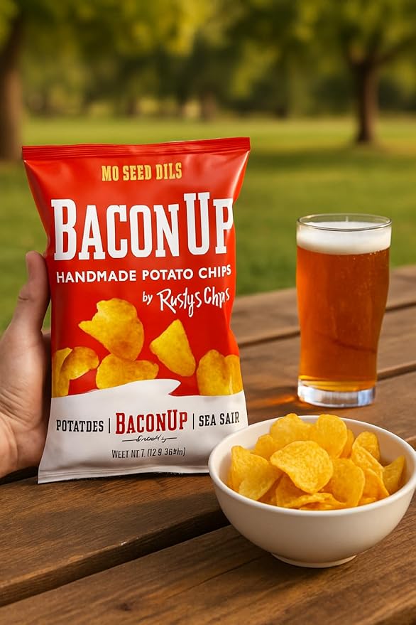 Bacon Up By Rusty's Chips, Handmade Healthy Chips, Sea Salt Potato Chips, No Seed Oils, Dairy Free