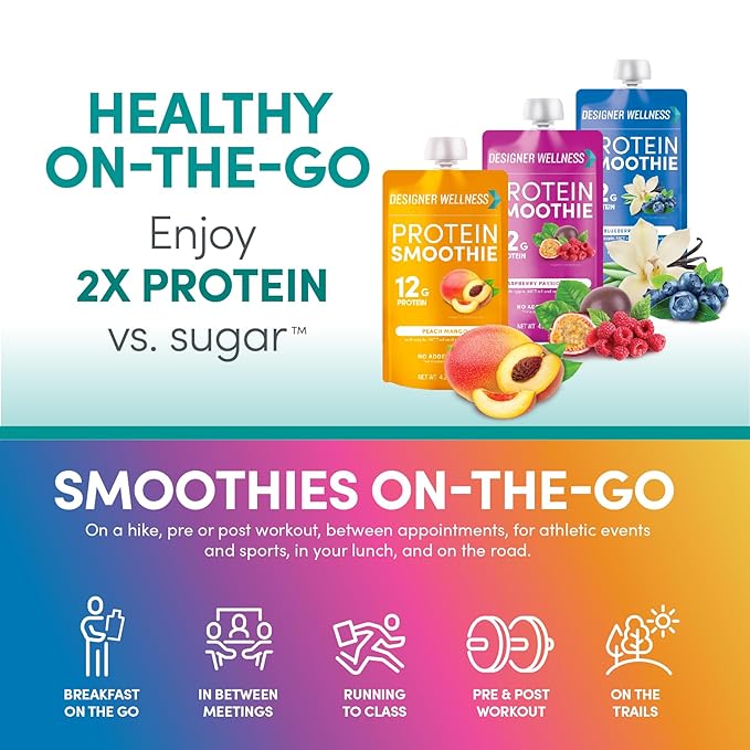 Designer Wellness Protein Smoothie, Real Fruit, 12g Protein, Low Carb, Zero Added Sugar