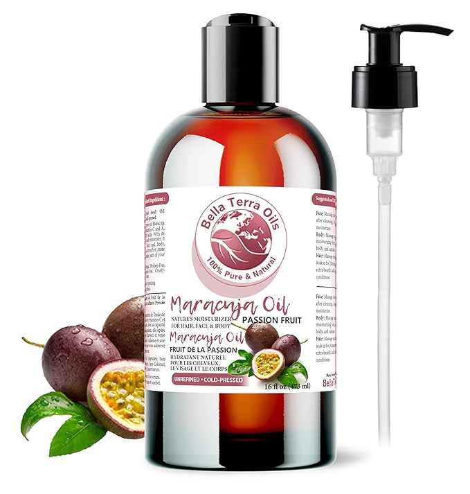 Bella Terra Oils - Maracuja Seed Oil 16oz - Cold-Pressed Purity from Passion Fruit Seeds, Infused