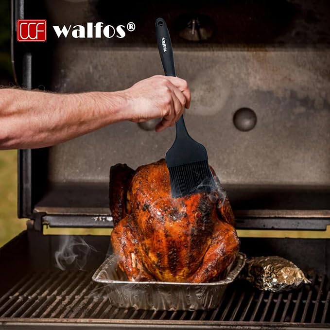 Walfos 3 Size Basting Brush, High Heat Resistant Silicone Pastry Brushes for Barbecue, Baking