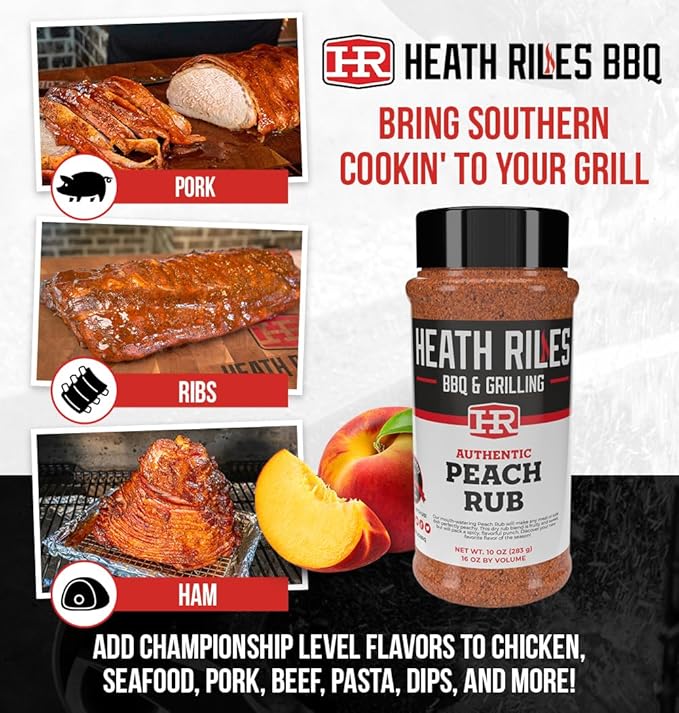 Heath Riles BBQ Rub - Peach Seasoning, Champion Pitmaster Recipe, Legendary Rubs For Smoking &