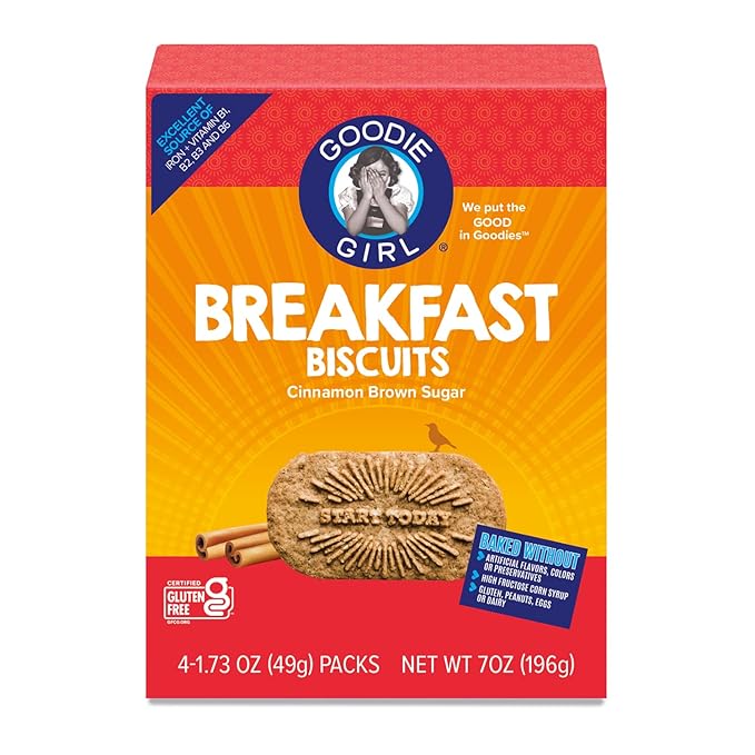 Goodie Girl, Cinnamon Brown Sugar Breakfast Biscuits | Snack Packs | Gluten Free, Peanut Free, Egg