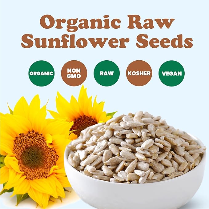 Food to Live Organic Sunflower Seeds, 5 Pounds Hulled, Raw, Non-GMO, Dried Kernels, Unsalted
