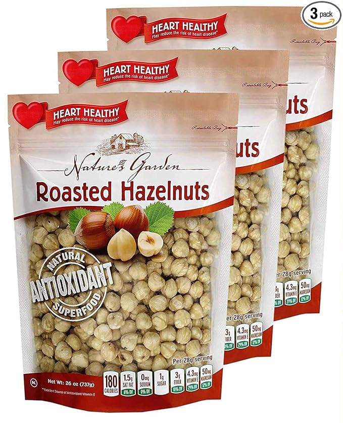 Nature?셲 Garden Roasted Hazelnuts - Whole Roasted, Raw Bulk, High Fiber, Kosher Certified
