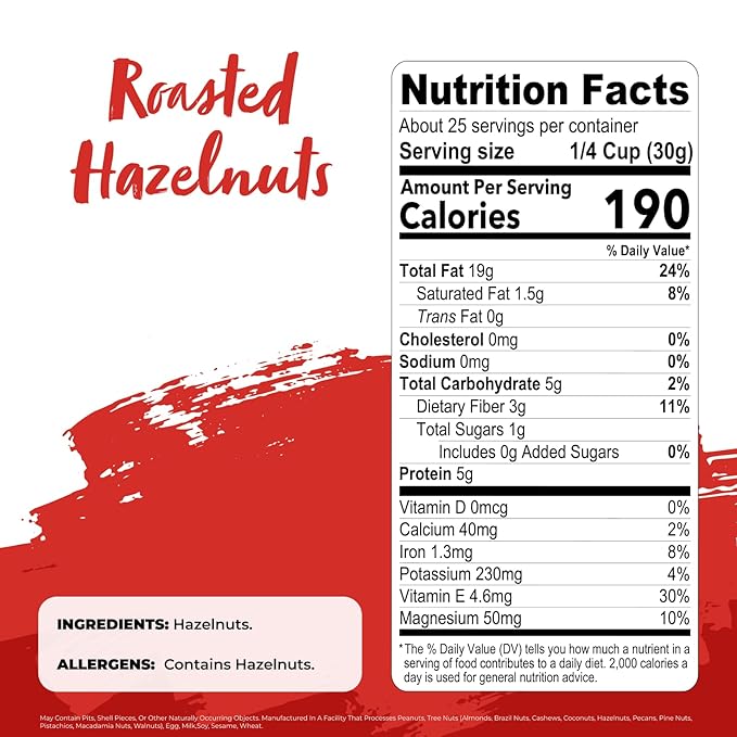 Nature’s Garden Roasted Hazelnuts – 26oz, Whole Roasted Hazelnuts, Raw Bulk Hazelnuts, High Fiber