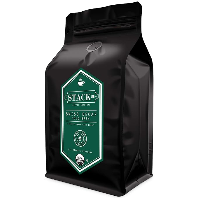 Organic Swiss Water Process Decaf Cold Brew Coffee Coarse Ground 1 LB - Dark Roast Coarse Grind
