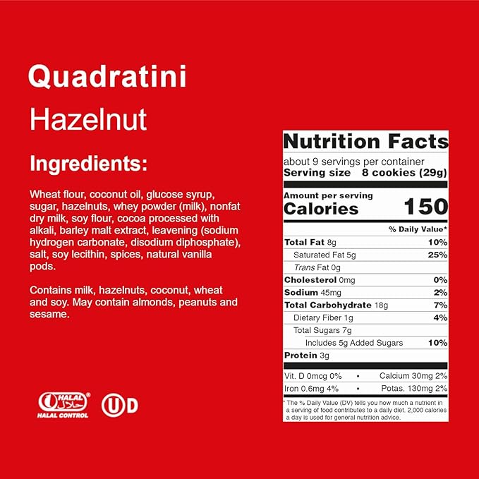 Loacker Quadratini Variety Pack Wafer Cookies LARGE - 30% Less Sugar - Mix of Hazelnut, Dark