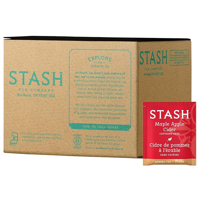 Stash Tea Maple Apple Cider Herbal Tea - Naturally Caffeine Free, Non-GMO Project Verified Premium