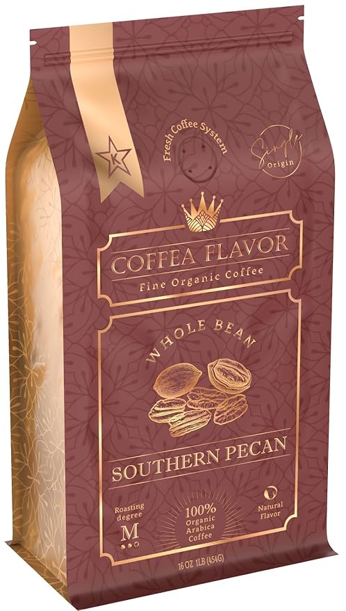 Southern Pecan Flavored Whole Bean Coffee ??Organic, Medium Roast, 100% Arabica, Single Origin