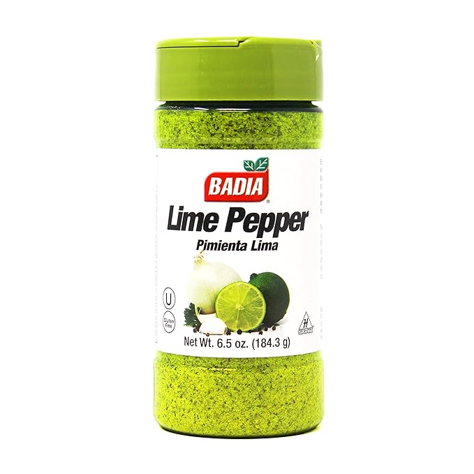 Badia Lime Pepper Seasoning, 6.5 oz - Pepper, Garlic & Onion, Zesty Citrus Blend for Chicken