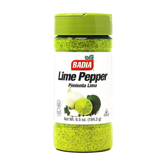 Badia Lime Pepper Seasoning, 6.5 oz - Pepper, Garlic & Onion, Zesty Citrus Blend for Chicken