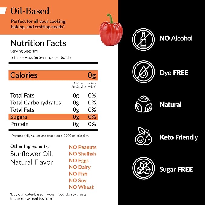 Dolce Flav Natural Habanero Extract (Oil-Soluble) 2 oz ??Kosher, Sugar-Free, Concentrated Spicy