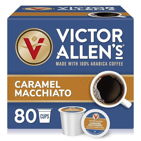 Victor Allen's Coffee Caramel Macchiato Flavored, 80 Count, Medium Roast, Single Serve Coffee Pods