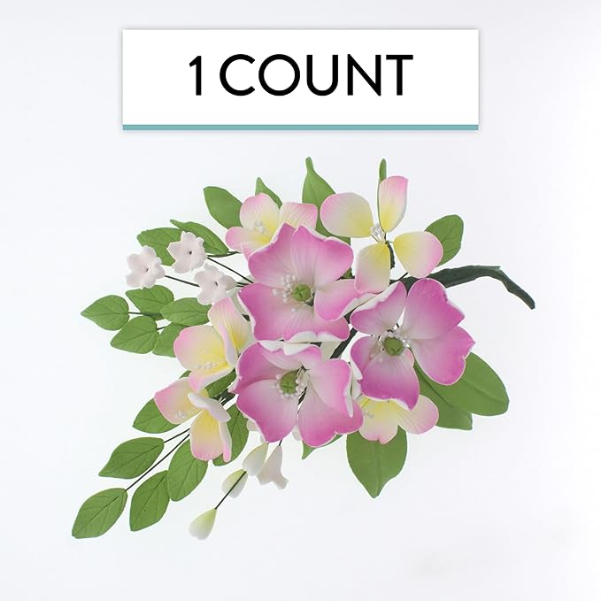 Global Sugar Art Impatiens Sugar Cake Flowers Spray, Pink, 1 Count by Chef Alan Tetreault