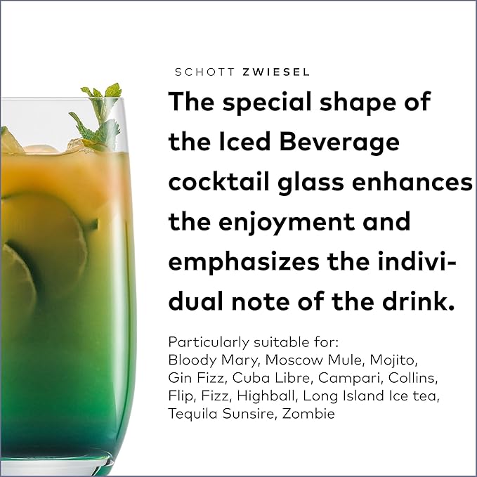 SCHOTT ZWIESEL Banquet Iced Beverage Cocktail Glass (Set of 6), Bar Glasses for Long Drinks