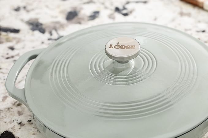 Lodge 3.6 Quart Enameled Cast Iron Covered Casserole with Lid ??Dual Handles ??Oven Safe up to