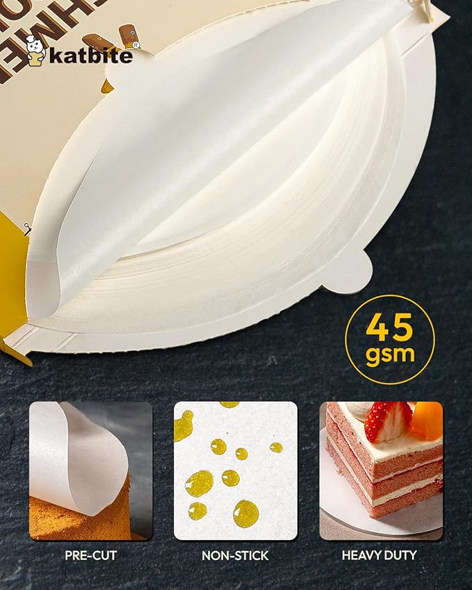 Katbite 4 Inch 400Pcs Parchment Paper Rounds, Round Parchment Paper for Cake Baking, Air Fryer