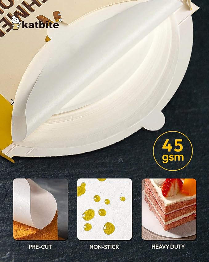 Katbite Heavy Duty Parchment Rounds 4 Inch, 200Pcs Round Parchment Patty Paper Rounds, Use for