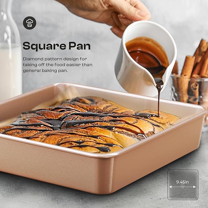12-Piece Nonstick Bakeware Set with Baking Pan, Cake Pan, Muffin Pan, Loaf Pan, Square Pan