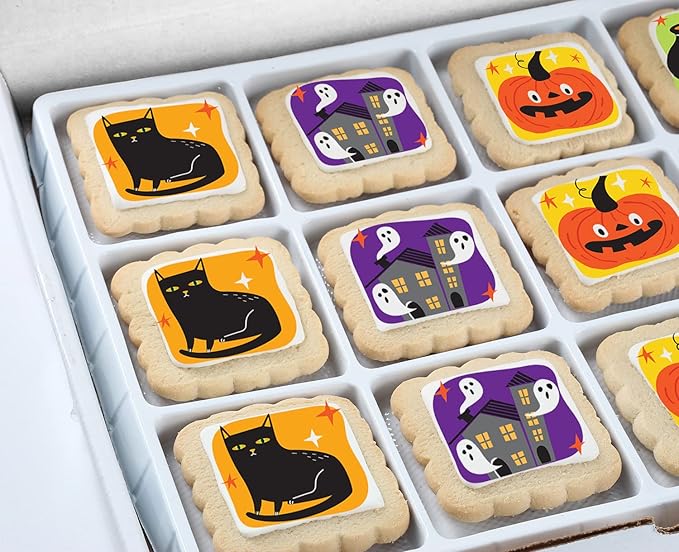 Halloween Cookies 12 Pack Decorated | INDIVIDUALLY WRAPPED Sugar Cookies | Gift Basket Pumpkin