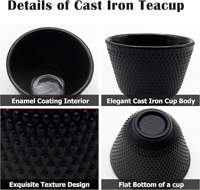 Japanese Cast Iron Tea Cups, Small and Heavy Teacups with no Handles, Japanese Style Cup for