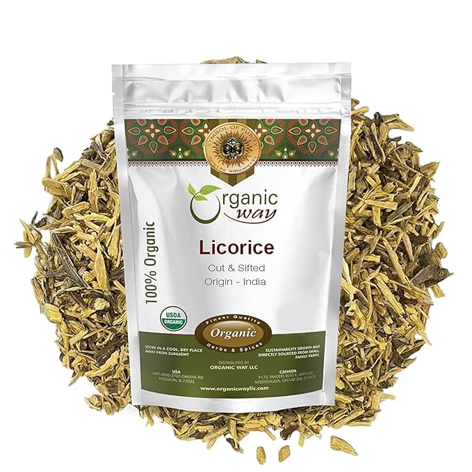 Organic Way Premium Licorice Root Cut & Sifted (Glycyrrhiza glabra) - Healthy Digestion | Organic &