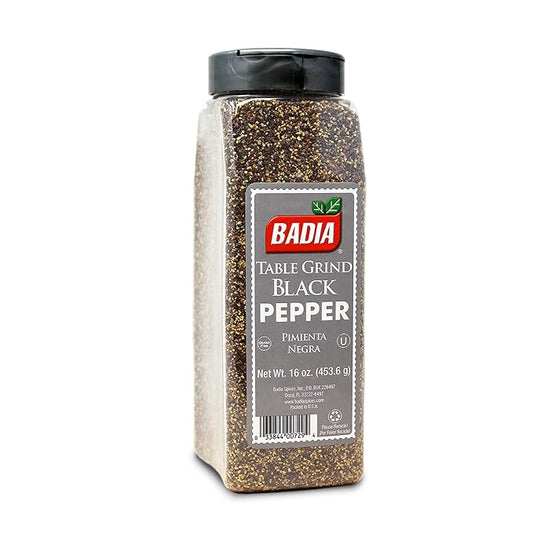 Badia Black Pepper Table Grind, 16 oz - Premium Seasoning for Cooking & Freshly Ground Flavor