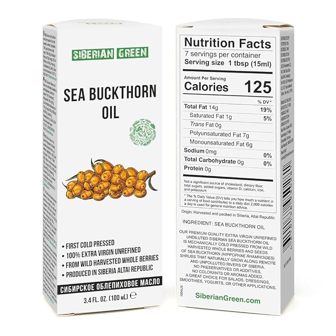 Siberian Sea Buckthorn Oil | 100% Natural Extra Virgin Cold Pressed 100 ml / 3.4 fl oz | Unrefined