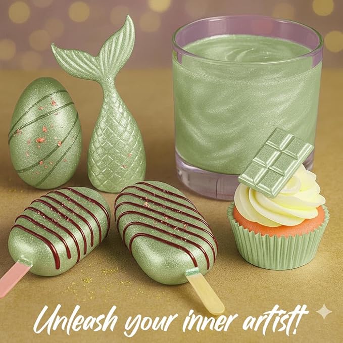 Bulk (20g) Luster Dust Edible Cake Decorations, Edible Luster Dust for Cakes, Light Green Edible