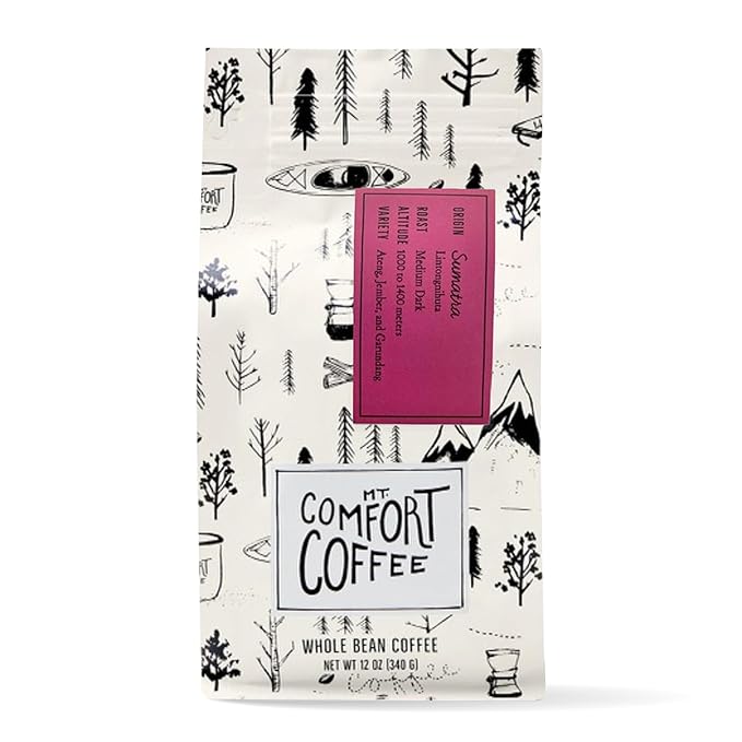 Mt. Comfort Coffee Sumatra Medium Dark Roast, 12 Ounce - Flavor Notes of Butterscotch and Chocolate