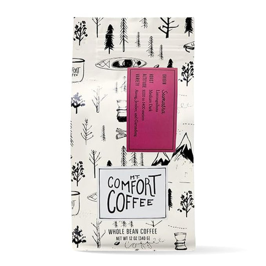 Mt. Comfort Coffee Sumatra Medium Dark Roast, 12 Ounce - Flavor Notes of Butterscotch and Chocolate
