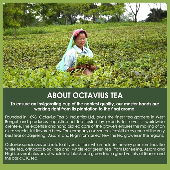 Octavius Gift's Select - Assorted Tea in Lotus Printed Wooden Box | 6 Flavors, 90 Tea Bags | Black