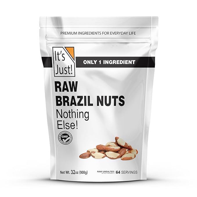 It's Just - Raw Brazil Nuts, 2lb, Unsalted, Non-GMO, Keto Friendly, Vegan, No PPO, Large, Premium