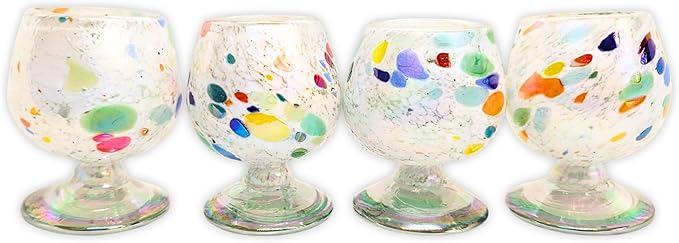 Authentic Mexican Tequila Hand Blown Shot Glasses - Set of 4-2 oz - Mini Glass Snifters - Heavy